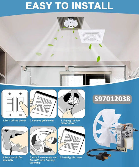 Bathroom Vent Exhaust Fan Motor Replacement Kit 50 CFM Fits 659 662 663 668 678 688 120V 3000 RPM 60Hz 0.29A Easy Install