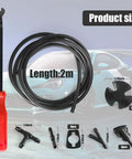 Beefy Universal Windshield Washer Hose Kit With Two Meter Fluid Line And Three Secure Fittings Plus Four Reliable Fan Nozzles And Thirty Hardcore Heat Insulation Clips For Zero Leak Automotive Repairs with tools and fittings displayed.