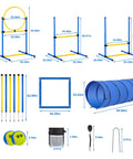 Components of Backyard Dog Agility Course Set All In One Obstacle Kit With Pro Grade Hurdles Jump Ring 8 Weave Poles Tunnel