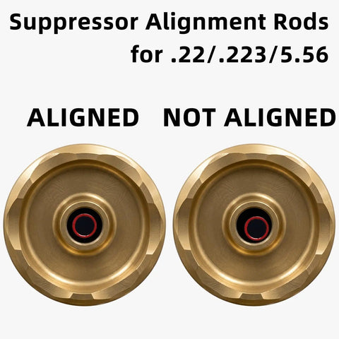 Carbon Fiber Suppressor Alignment Rod For .22/.223/5.56 Calibers showing aligned and not aligned examples