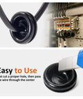 Upgraded Rubber Grommet Kit With Seven Sized Grommets for wiring through automotive and electrical enclosures.