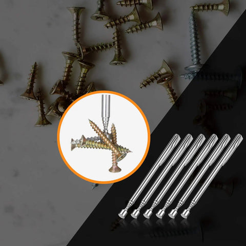12 Piece Telescoping Magnet Pickup Tools Set With Pocket Clip, tool grabbing screws, stainless steel, 2 lb capacity.
