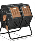 Dual Chamber Compost Tumbler Bin With Rotating Design for faster all year round composting, 24 ventilation openings, sturdy steel legs