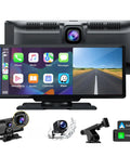 Wireless CarPlay And Android Auto Portable Car Stereo For Your Ride With 2.5K Dash Cam And 1080P Backup Camera displaying interface