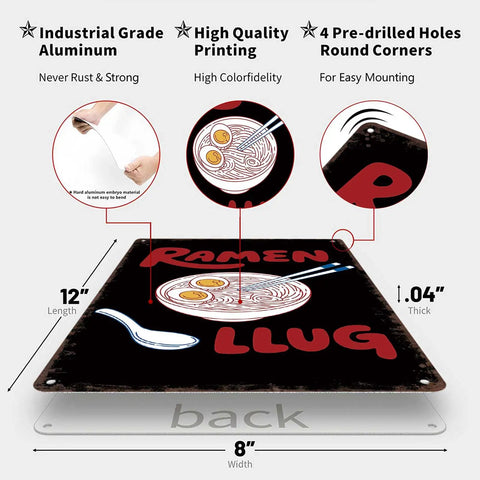 Funny Vintage Ramen Tin Sign Wall Art 8x12 Inch Metal Sign For Home Kitchen Office Garage Decor Retro Style Poster Details