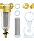 50 Micron Spin Down Sediment Filter For Whole House And Well Water Reusable Washing Machine Water Filter BPA Free Pre Filter Keeps Pipes And Appliances Clear And Running Smooth with brass fittings, mesh filter, and housing