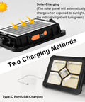 Portable LED Work Light With Solar Power 200W Bright, 20600mAh Battery Delivers 20000 Lumens, IP66 Waterproof, two charging methods