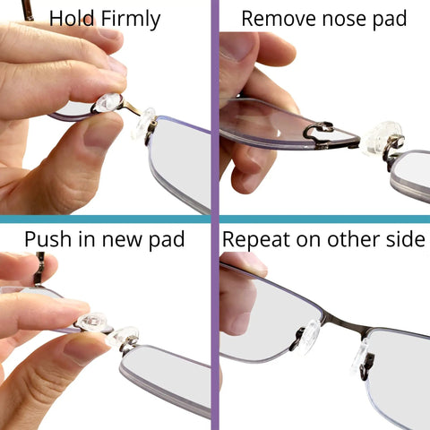 Push In Silicone Nose Pads For Glasses And Sunnies Non Slip Comfort Grips 17mm Teardrop Size installation steps