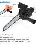 Straight Up Best Electric Chainsaw Attachment Modifies Standard Drills Into A Badass 6 Inch Power Cutter with black handle and orange motor.