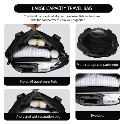 Front view of a large rolling duffle bag open with organized packing.
Side view of expandable wheeled luggage interior with multiple compartments.
Close-up of the dry-wet separation pocket inside the bag.
Installed interior view showing two slots for organizing items.