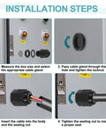 Installation steps for PG29 Nylon Cable Glands Two Pack Waterproof Cord Grip with Washers Gaskets and Locknut for junction boxes.