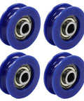 4 Pack U Groove Nylon Pulley Wheels With Guide Rolling Bearings 5x25.5x8.5mm Blue Built To Last Heavy Duty Load Bearing Set For DIY CNC 3D Printer Rails And Cable Management, four blue pulleys