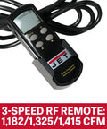 Remote control for Heavy Duty Industrial Air Filtration System With Dual Filter Stages Delivers 2097 CFM Three Quarter Horsepower 115 Volt Single Phase Model IAFS 2400 Capturing Fumes Oil Mist And Water Vapor With 99 Percent Efficiency
