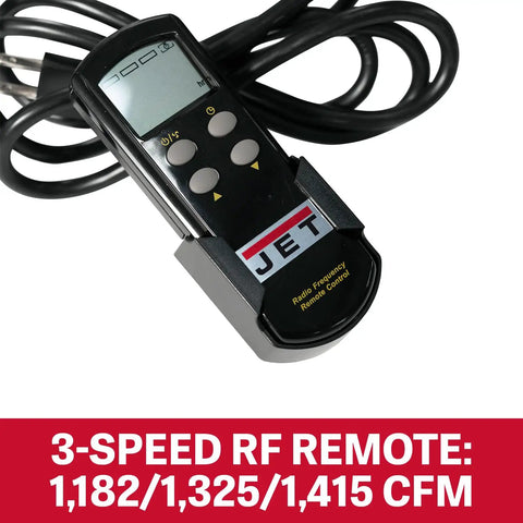 Remote control for Heavy Duty Industrial Air Filtration System With Dual Filter Stages Delivers 2097 CFM Three Quarter Horsepower 115 Volt Single Phase Model IAFS 2400 Capturing Fumes Oil Mist And Water Vapor With 99 Percent Efficiency