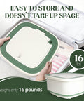 Slick Heavy Duty Portable Washing Machine With Fast Spin Basket, 1.8 Cu Ft Foldable Compact Washer For Small Apartments, showing its storage-friendly design.