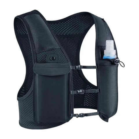 High Visibility Reflective Running Vest Hydration Backpack Plus 500ml Soft Flask Hands Free All Day Lightweight Gear black vest