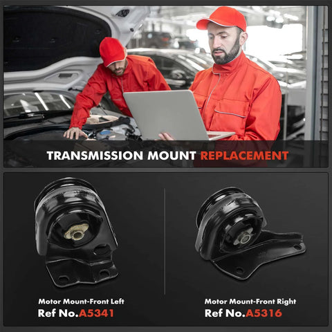 Front Left And Right Engine Mount Kit For Chevy S10 GMC Sonoma Isuzu Hombre 2.2L L4 Engines 1995 1996 1997 1998 1999 2000 2001 2002 2003 Fitment Replacement 8151495430 15967994, including motor mounts A5341 and A5316