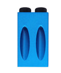 Straight Up Game Changer 15 Degree Oblique Hole Drilling Jig Kit showing blue aluminum drill guide locator for woodworking.