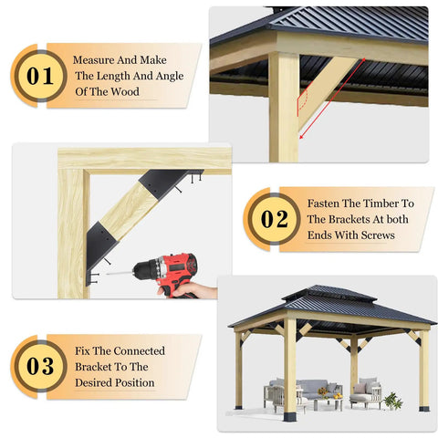 Four Pack Pergola Brackets 45 Degree Heavy Duty Angle Brackets For Reinforcing Gazebos Fits Two By Four Lumber With Drainage Holes Makes Building A Solid Sturdy Pergola A Breeze