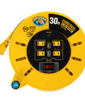 30 Ft RV Extension Cord Reel With 10 Amp Capacity, 125V 1250W, Four 125V Outlets And Two USB Ports, On Off Switch And Built-In Circuit Breaker