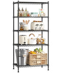Five Tier Adjustable Narrow Storage Shelves For Kitchen, Heavy Duty Metal Rack With 1010 Lbs Load Capacity, Anti-Wobble Stability, pantry organizer with kitchen items