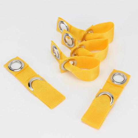 Yellow Tie Cord Leash For Game Fowl And Poultry, Adjustable Nylon Strap For Chickens, Secure Bird Restraint, pack of leashes on display.
