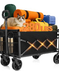 Foldable Wagon Cart With Wheels Lightweight 11 Lb Collapsible Wagon 280 Lb Capacity For Camping Travel Sports Grocery Shopping Black