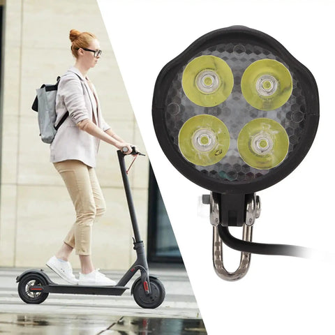 Bright LED Headlight For Electric Bikes And Scooters With Built In Horn Four LED Front Lights For Night Riding Waterproof