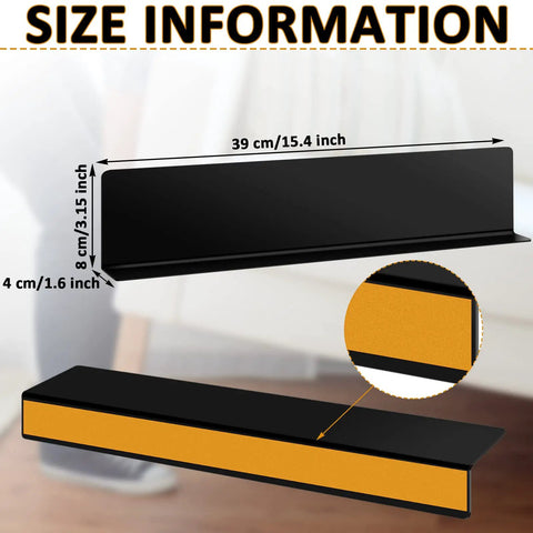 Size information for 12 Pack Under Couch Blocker Black Pet Barrier Strip, 39 cm length, 4 cm width, PVC material.