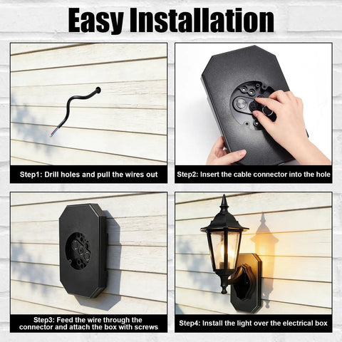 4 Pack Siding Mounting Blocks For Lights Kit Durable Plastic Light Mount Brackets For Easy Exterior Install Weatherproof And Versatile Siding Block Set installed on white siding with wall light