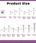 Product size chart of 245 Piece Stainless Steel Self Tapping Screws Kit With 14 Sizes From 4 To 12 For Drywall Wood Metal
