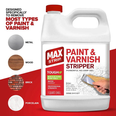 Kickass Heavy Duty Paint And Varnish Stripper Gel For Wood And Metal in 1 quart jar showing its powerful gel formula.