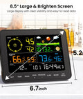 All In One Wireless Home Weather Station With Rain Gauge Indoor Outdoor Temperature Humidity Forecast Barometric Pressure Moon Phase And Alarm Clock For Bedroom No WiFi Must Have with 8.5-inch color display