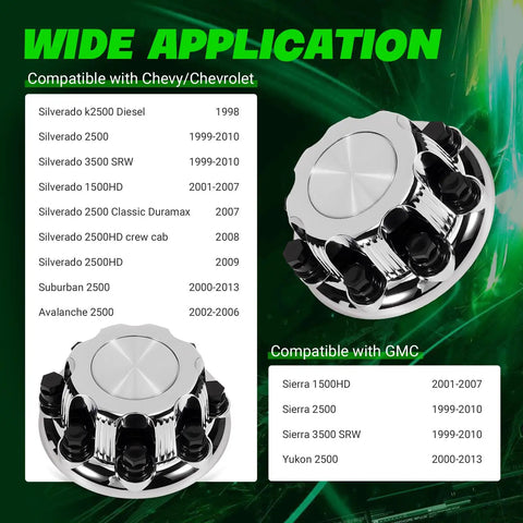 8 Lug Chrome Wheel Center Caps Set 4 Pieces for Chevy GMC compatibility details image