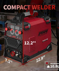 Red 135Amp 110V 3 In 1 MIG Welder Flux Core MIG Lift TIG Stick Multiprocess Inverter with LED Digital Display in garage