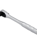 One Half Inch Quick Release Ratchet With Slim Head, 72 Tooth Gear, 5 Degree Swing, Ergonomic Handle, SAE Socket Tool