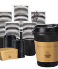 100 Pack 12 Oz Thickened Coffee Cups With Lids Sleeves And Straws For To Go Coffee At Home Office Cafes And Parties
