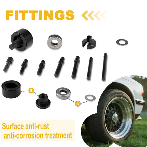 14 Piece Power Steering And Alternator Pulley Tool Kit With Storage Case For Replacing Steering Pumps And Vehicle Pulleys fittings