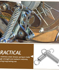 Top Tier 10-Piece Stainless Steel Extension Springs Kit Delivers Killer Strength For DIY Gear, Electric Vehicles And Heavy Machinery With Easy Swap Performance. Close-up of stainless steel extension spring with hooks on metal mechanism