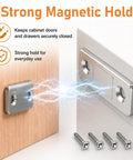 Ultra Slim Magnetic Cabinet Door Catch Set Of 8 With Strong Self Adhesive Mounting No Drill Installation for secure closure