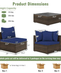 Dimensions of 7 Piece Outdoor Wicker Patio Furniture Set for Six With Cushions, 2 Throw Pillows, Sofa Fastener Clips, Rattan Sectional.