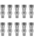 Stainless Steel Hydraulic Hose Fittings 3 8 Inch NPT Female Rotating Joint Stops Kinks Tangles Boosts Flexibility Hydraulic Pneumatic Plumbing Systems Heavy Duty Real Deal, 10-piece set
