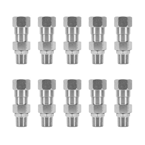 Stainless Steel Hydraulic Hose Fittings 3 8 Inch NPT Female Rotating Joint Stops Kinks Tangles Boosts Flexibility Hydraulic Pneumatic Plumbing Systems Heavy Duty Real Deal, 10-piece set