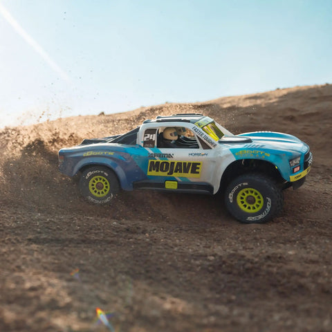 Grom 4x4 Desert RC Truck Ready To Run With Battery And Charger Included 2S LiPo Smart Charger All Terrain Metal Gear Blue White