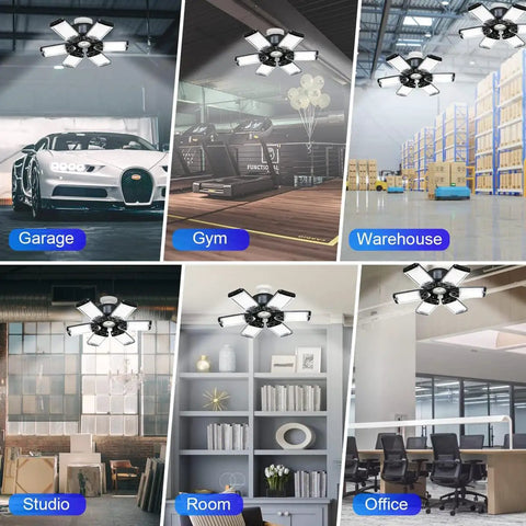 Two Pack 160W LED Shop Light With 6+1 Adjustable Panels, 16000LM Of Hella Bright Daylight 6500K Ceiling Garage Lighting
