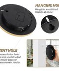 Back view of Three In One All Season Wall Hanging Weather Station with hanging and vent holes for indoor outdoor use.