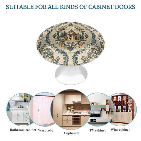 2 Pack French Country Style Cabinet Knobs Stainless Steel Drawer Pulls Vintage Round Cabinet Handles with ornate design