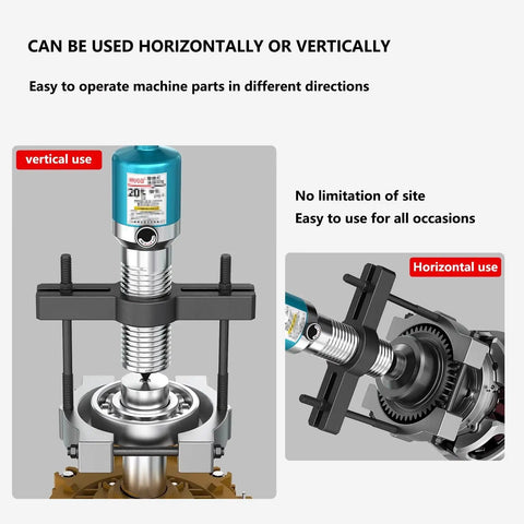 Beefy 3 Jaw Bearing Puller Kit with 6-Inch Chuck Vertical and Horizontal Pullers shown in use