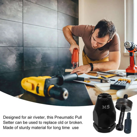 Rock Solid Carbon Steel Pneumatic Rivet Nut Head Assembly Air Riveter Pull Setter Tool Kit For Pro Mechanics And DIY Hustlers Ready To Crush The Job, M5 head