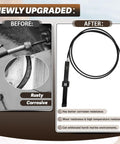 Comparison of old rusty steering cable with upgraded 18 Foot Heavy Duty Mechanical Rack And Pinion Steering Cable For Back Mount Rack Systems